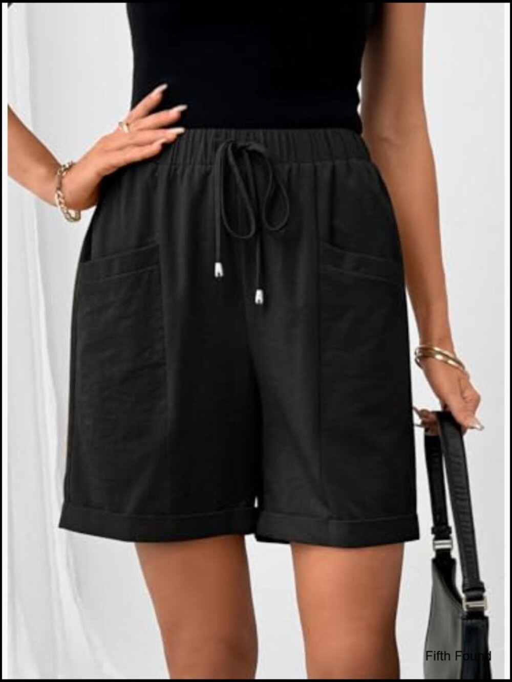 Women's 5" Inseam Bermuda Shorts with Pockets Lightweight Linen Blend - Picture 2 of 7